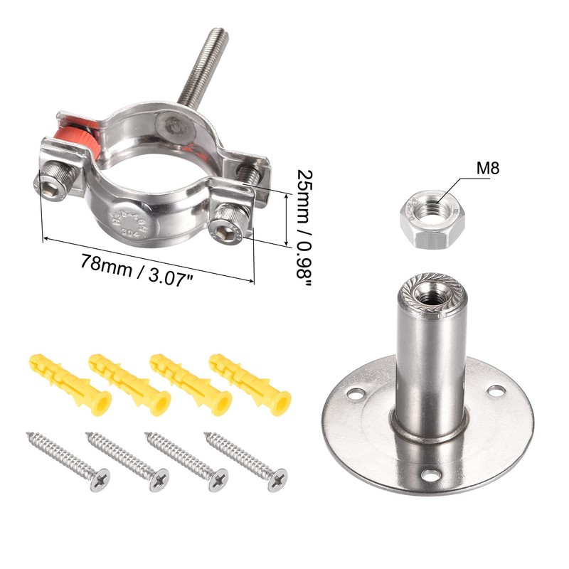 sourcing map Wall Mount Ceiling Mount Pipe Support, 304 Stainless