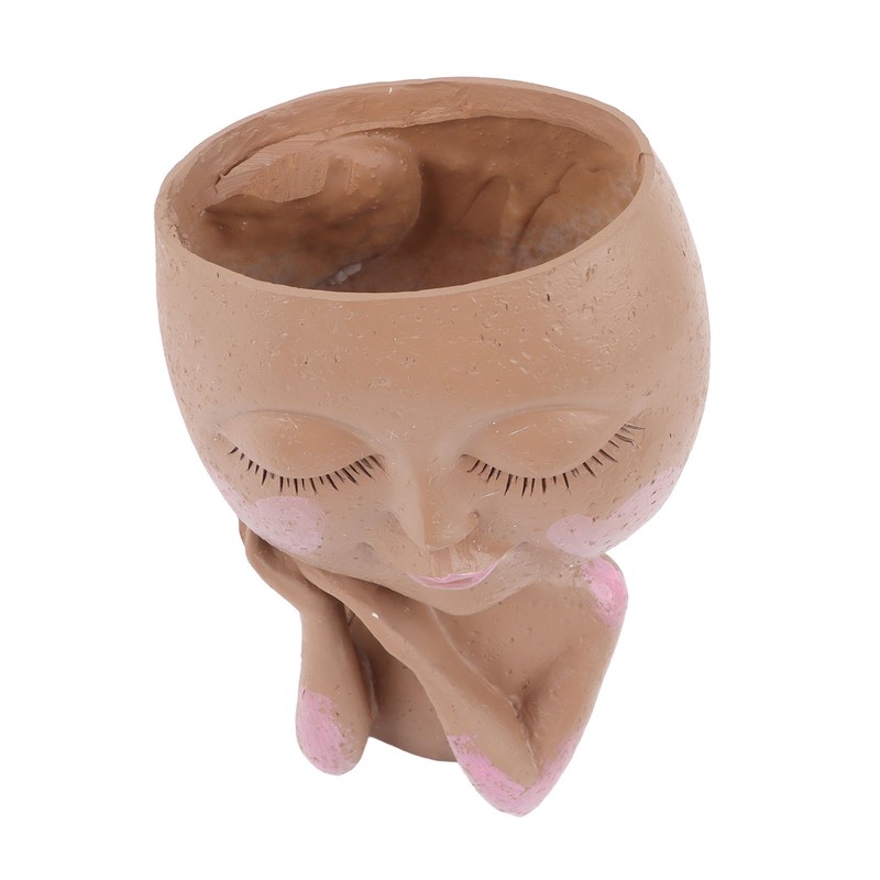 Girl Head Flowerpot Resin Face Planter Succulent Flowerpot Decoration for
