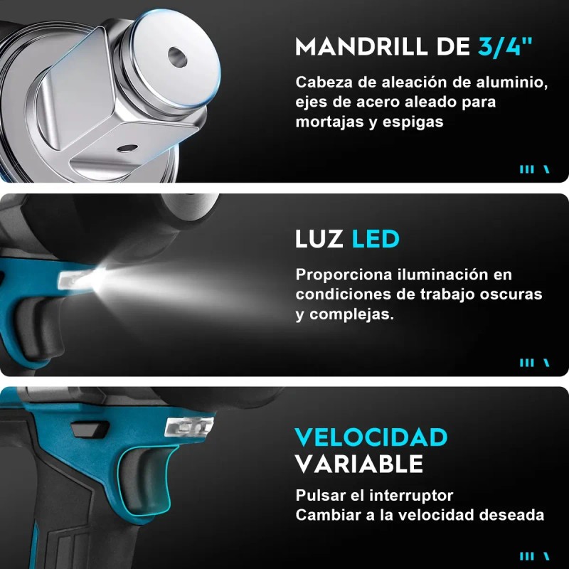 3/4'' Llave Impacto Inalámbrica Sin Escobillas Gisam W4030