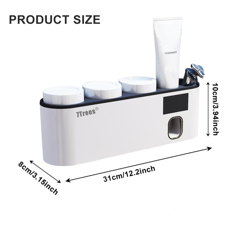 Toothbrush Cleaning Holder, Self Adhesive Toothbrush Holder with 3 Cups,