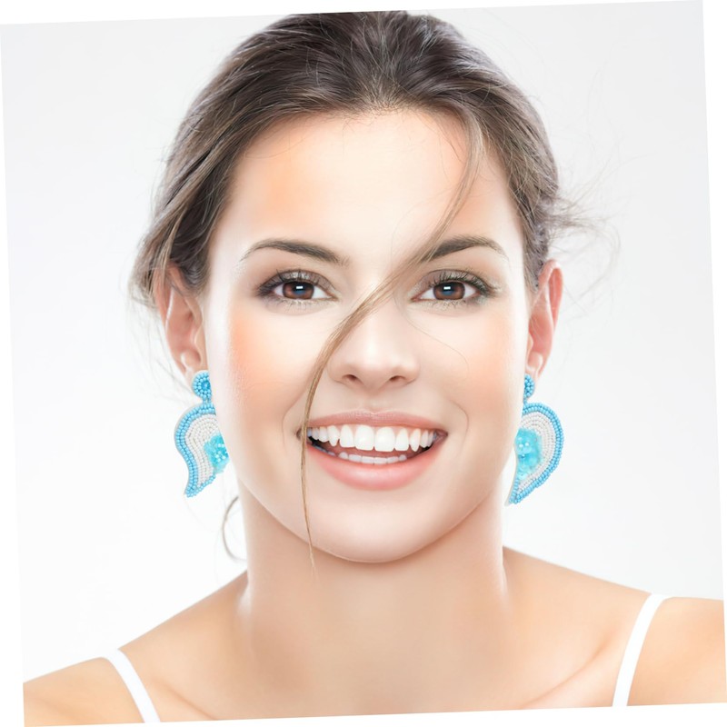 SAFIGLE 1pair Beaded Heart Dangle Earrings for Beach Weddings and