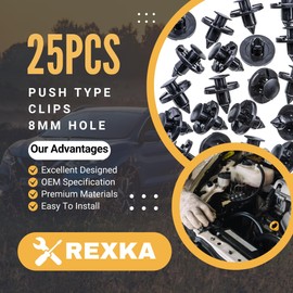 Rexka 25pcs Fender Liner Bumper Cover Splash Shield Push Type Retainer Clip Fastener Compatible with Nissan 01553-09321 Mitsubishi MR328954