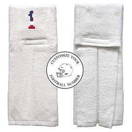 Player Number Football Towel White w/USA American Flag Number - Customize Your Number (1)