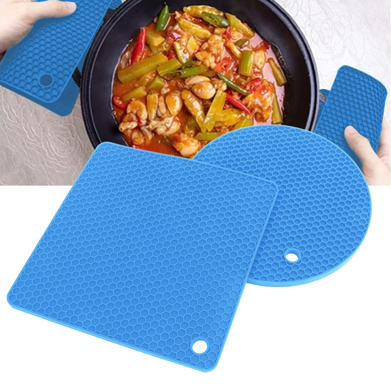 5 PCS 2 Round 3 Square Silicone Honeycomb Mat Multipurpose