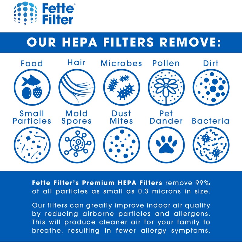 Fette Filter - 1 Replacement True HEPA Filter Compatible with