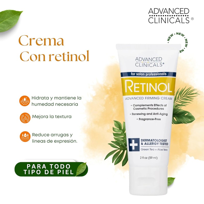 ADVANCED CLINICALS CREMA REAFIRMANTE CON RETINOL ANTI-EDAD CON TE VERDE
