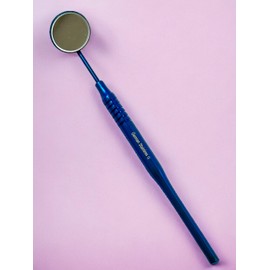 Ergonomic Hollow Handle Dental Mouth Mirror #5 Non Reflextive Silver & Blue Titanium German Stainless Steel CE - Artlab (1, Blue Titanium)
