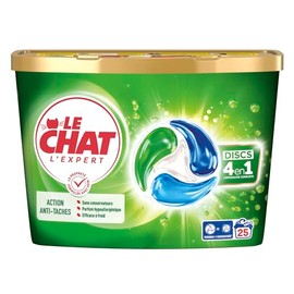 LE CHAT - Expert – Disc 4-in-1 – Anti-Flecken-Wirkung – ohne Konservierungsmittel – hypoallergener Duft – ausgewählte Inhaltsstoffe mit Pflege – wirksam bei Kälte – schonend für die Fasern