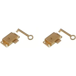 Merriway BH02168 Wardrobe Cabinet Cupboard Drawer Surface Lock and Key, 63mm (2.1/2 inch) Brass