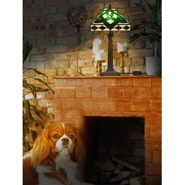 KY&BOSAM Tiffany Celtic Table Lamp St Patrick's Day Decor Shamrock Stained Glass Lamp Tiffany Style Art Glass Desk Lamp18 Inches Tall 8.50 Inches Wide Lamp Beside Lamp 1 Bulb Antique Zinc Base