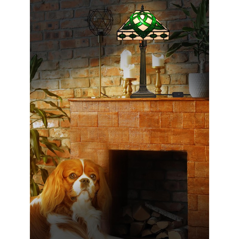 KY&BOSAM Tiffany Celtic Table Lamp St Patrick's Day Decor Shamrock