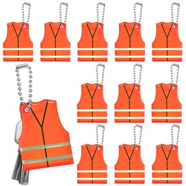 Liliaafar 12 Pcs Reflective Keychain Tags Vest Shape Glow in The Dark Keychain Safety Reflector Pendant for Zippers Backpack Dog Collar Bags Walking Running Cycling(Green)