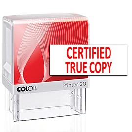 Certified True Copy Colop Self Inking Office Stationary Custom Rubber Stamp P20 Mini Stamper Pre Ink Stamp Red 14 X 38 MM