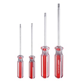 sourcing map 4pcs Magnetic Square Screwdriver 75mm/3" Length SQ0(2mm) SQ1(2.5mm) SQ2(3mm) SQ3(3.5mm) 4 Point Screw Driver with Non-Slip Handle for Appliances Repair Improvement, Red