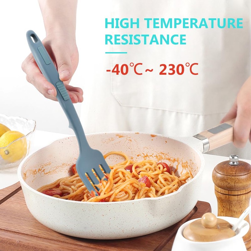 2Pack Silicone Cooking Forks, 11.6 Inch Nonstick Serving Forks for