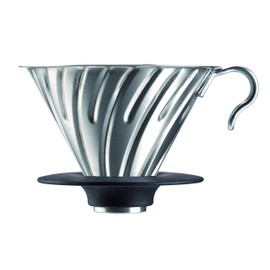 HARIO V60 Metal Dripper, Dishwasher Safe, Silver, for 1-4 Cups, Made in Japan VDM-02HSV