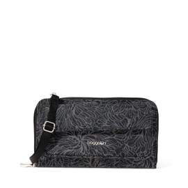 Baggallini Women's RFID Phone Wallet Crossbody, Midnight Blossom