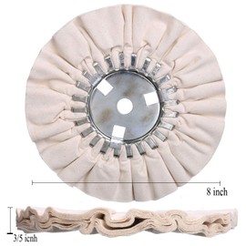 QZATTCAEN Airway Buffing Wheel Kit 4 Piece kit (1 pcs White & 1 pcs Orange & 1 pcs Blue & 1 pcs Yellow) 8" in Diameter 5/8" in Arbor Hole 12 Ply for Angle Grinder 4 Pcs