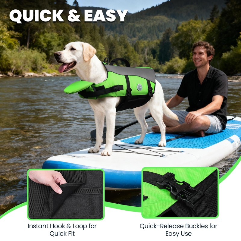 VIVAGLORY Front Float Dog Life Vest, Dog Life Jacket for