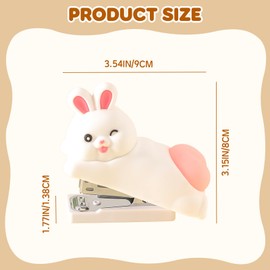Honagu Cute Stapler, Cartoon Stereoscopic Silicone Stapler, Desktop Stationery Gift for Students Teachers(White Rabbit)