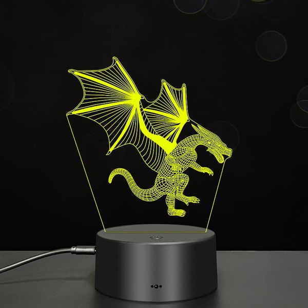 Eruption Dragon 3D Light Christmas and New Year Gift 3D Touch Night Light Colorful Color Changing Table Lamp Room Decoration Birthday Gift USB Charging