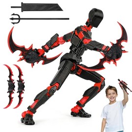 Figura de Acción Toy 13, Figura de Acción Móvil con Múltiples Articulaciones Lmpresa en 3D, Juguetes con Articulaciones, Exquisitas Decoraciones de Escritorio.(Negro y Rojo)