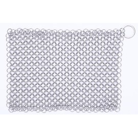 316 Stainless Steel Chainmail Scrubber for Cast Iron Pans, Skillets, and Griddles (20 x 15 cm (8 x 6 inch))
