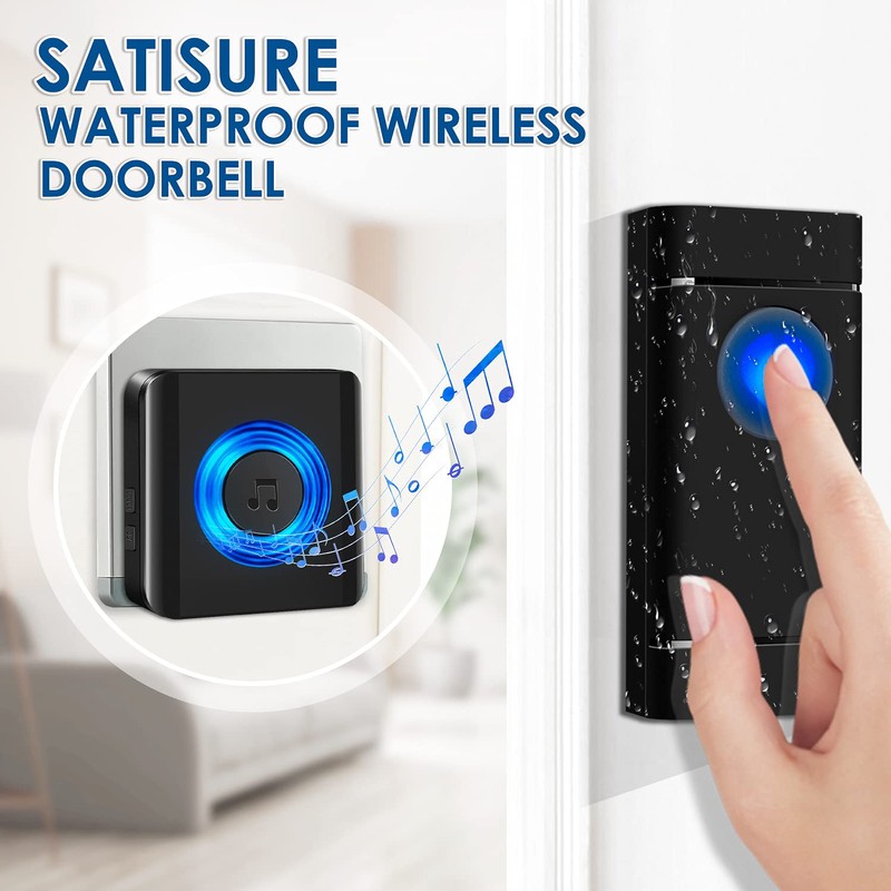 Wireless Doorbell 3 Receivers, Door Chime Kit 400M/1300ft Range, 1