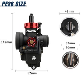 NIBBI PE26 Carburetor Kit, 26mm Carb with Motorcycle CNC Air Filter Fit for Pit Bike Dirtbike Minibike ATV 200cc Tao Tao SSR TTR Apollo