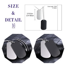 MICGIGI Men's Women's Dog Tag Pendant Necklace Stainless Steel Necklace with 28 Inch Ball Chain