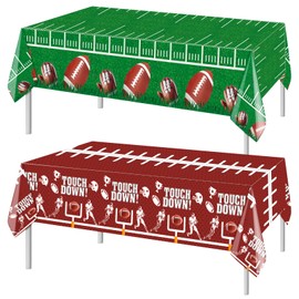 HOWAF Football Tablecloth, Football Party Plastic Tablecloth Touchdown Disposable Rectangle Table Covers for Football Birthday Sports Gameday Party Supplies Football Party Decoration, 2pcs