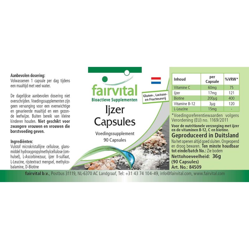 Fairvital | Eisen Kapseln plus Vitamin C, Biotin u. B12