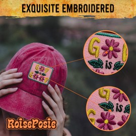 ROISEPOSIE Flower God is Good Patch, Bible 3 Inches Iron On/Sew On Embroidered Applique Fabric GOD Worship Patches for Clothes Backpacks Hat Jeans, Scripture Faith Embroidery Patches for Christians