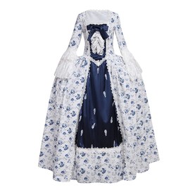 CosplayDiy Women's Rococo Ball Gown Gothic Victorian Dress Costume Navy Blue Flower
