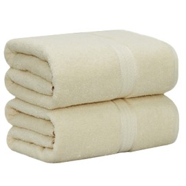 COTTON CRAFT Ultra Soft Bath Sheets - 2 Pack - 35 x 70 - Absorbent Quick Dry Everyday Luxury Hotel Bathroom Spa Gym Shower Beach Pool Travel Dorm - 100% Ringspun Cotton - 580 GSM - Easy Care - Ivory