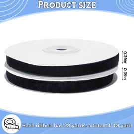 2 Rolls Christmas Velvet Ribbon Set, 1cm 20 Yard Thin Velvet Ribbon,Single Face Satin Velvet Ribbon for Gift Wrapping Christmas Birthday Valentine's Party Decoration (Black)