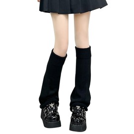 KBRPEY Women's Leg Warmers Short Button Leg Warmers Winter Leg Warmers Knitted Legwarmers Boots Boot Cover Keeps Warm in Winter, For All Leg Shapes for Students Girls, black