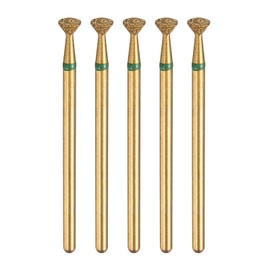HARFINGTON 5pcs 100-120 Grits Diamond Grinding Bit 4mm Inverted Cone Head 2.35mm Shank 3mm Length Titanium Plated Stone Sanding Drill Bits Rotary Tool for Nails Grinding Polishing