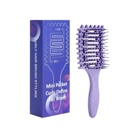 Mini Hair Brush, Travel Hair Brush, Compact Mini Detangler Brush for Easy Styling On-the-Go, Suitable for All Hair Types (Purple)