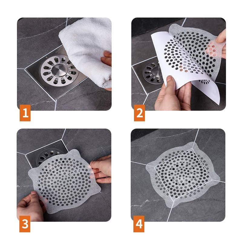 RecDec 30 Pack Disposable Shower Drain Cover 6'' Non-Slip Self-Adhesive