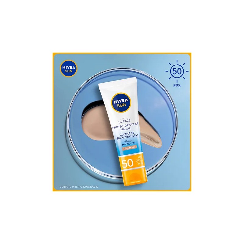 Protector Solar Facial NIVEA SUN Control Brillo Tono Medio, Cobertura