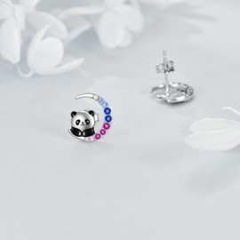 Panda Moon Earrings Sterling Silver Stud Cute Jewelry Gifts for Women