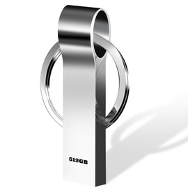 Tisful Memory Stick 512GB High Speed USB Stick 3.0 Large Capacity Flash Drive Durable Metallic Pendrive Mini Portable Silver Thumb Drive 512GB with Keyring for PC/Laptop/Tablet/Auto