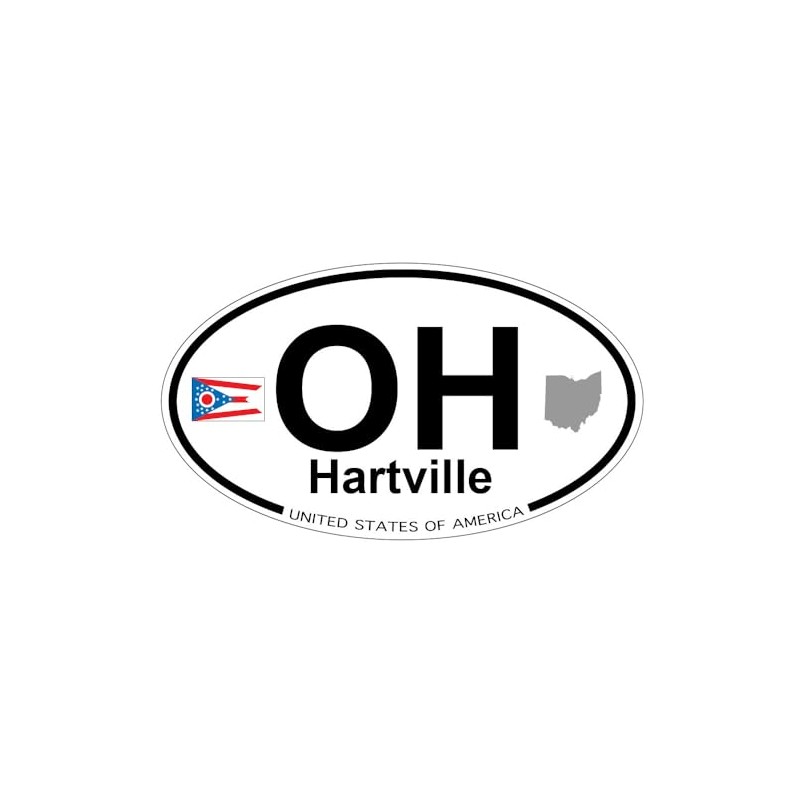 US Decal, Inc. Hartville, Ohio Oval Sticker with State Flag