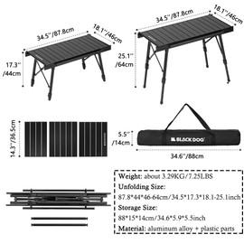 Naturehike Blackdog IGT Folding Camping Table with Adjustable Leg, Portable Camping Table IGT Unit Combination Table, Table with Carry Bag for Picnic,RV Trip, Backyard Party, RV Trip Patio BBQ