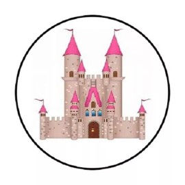 Homemade 48 Pink Castle !!  ENVELOPE SEALS LABELS STICKERS 1.2" ROUND