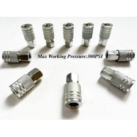 SANFU 1/4-Inch Steel Female Industrial Coupler, Air Hose Fittings 1/4-Inch Female Threads Quick Connector Air Coupler with Storage Case, 10-Pack