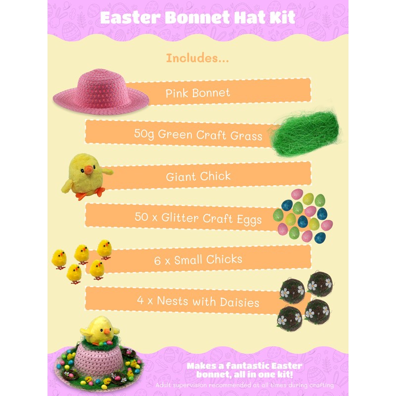 Girls Make Your Own Cute Easter Bonnet Hat Complete Kit