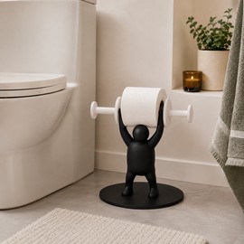 Funny Toilet Roll Holder for Bathroom - 3D Printed Fitness-Themed Plastic Rack for Gym Lovers and Home Decor Black
