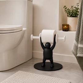 Funny Toilet Roll Holder for Bathroom - 3D Printed Fitness-Themed Plastic Rack for Gym Lovers and Home Decor Black